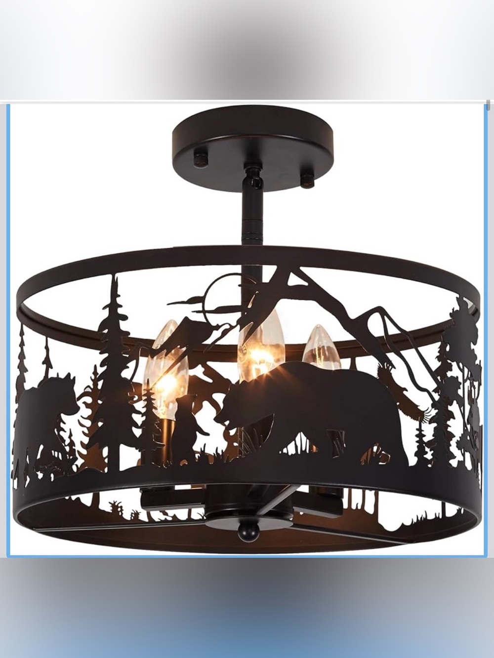 Farmhouse Rustic Slanted Ceiling Light Fixture - 3-Light Round E12 Base Black